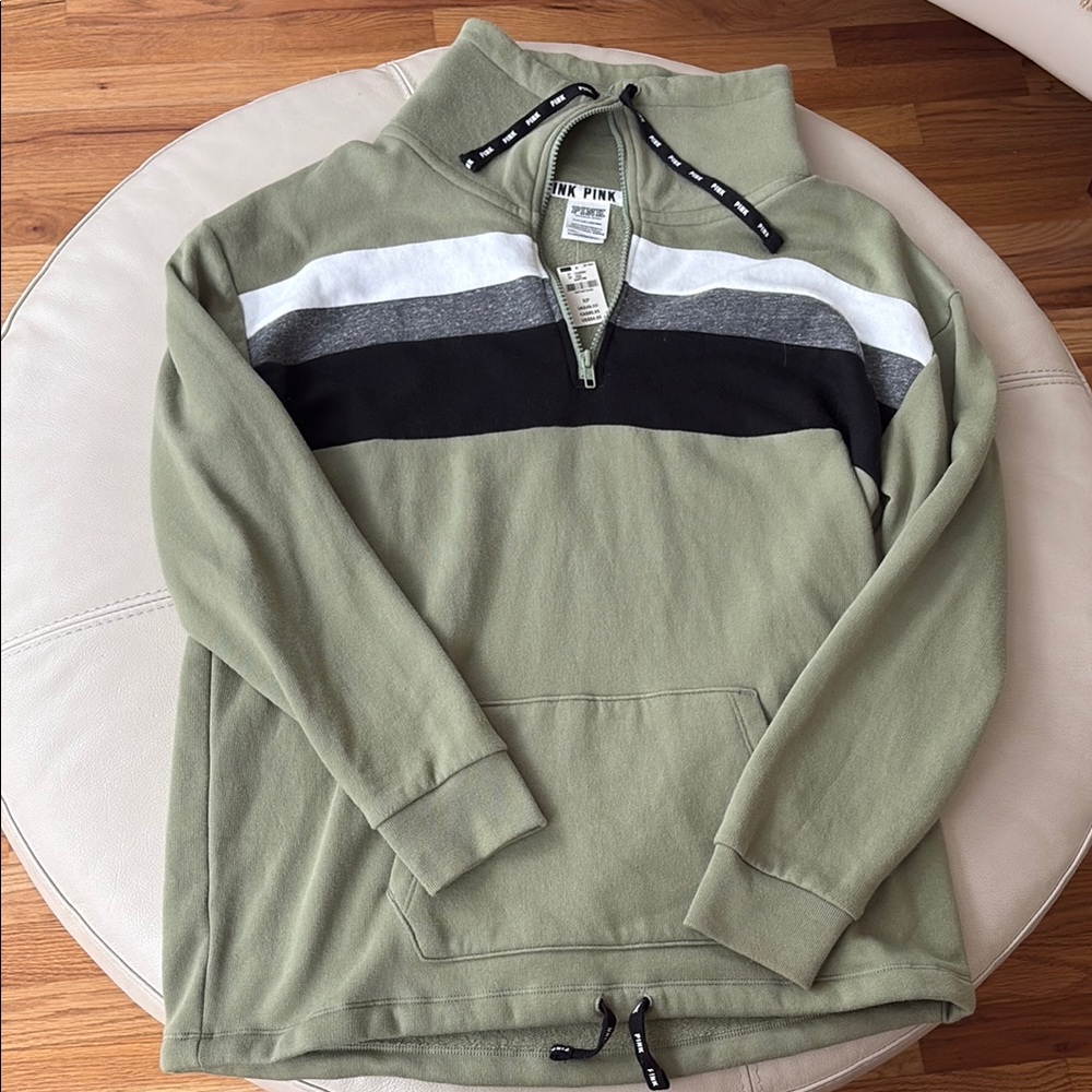 PINK Victoria's Secret Zip Up Sweater in Green and Black